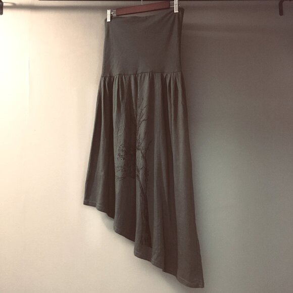 NWOT 100% Elfcore Organic Cotton Mossy Green Asymmetrical Tree Skirt - Picture 3 of 16